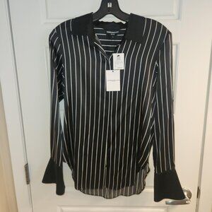 Generation Love Silk/Spandex black with white stripes blouse size small